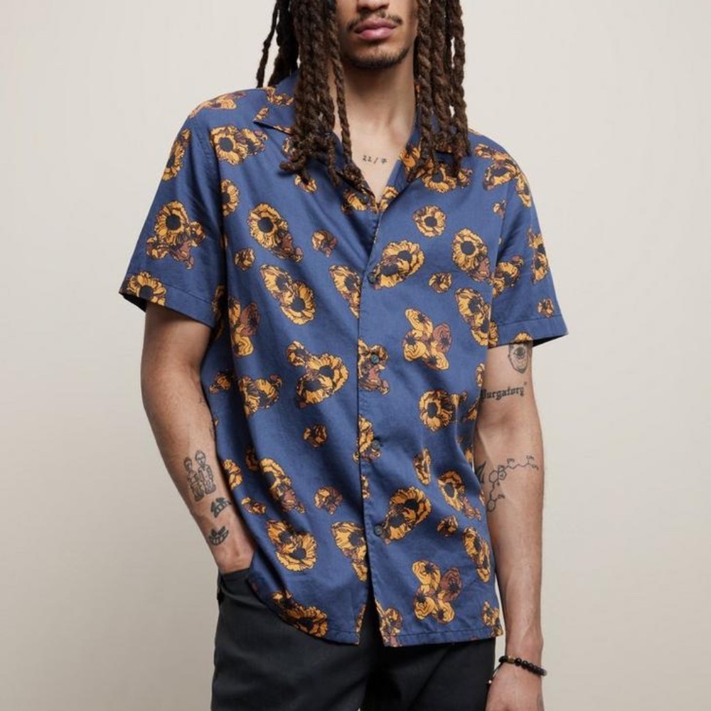 JOHN VARVATOS Danny Camp Shirt Floral Button Down M